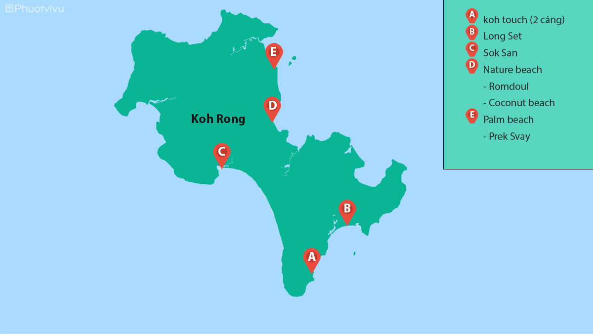 Bản đồ các điểm du lịch Koh Rong