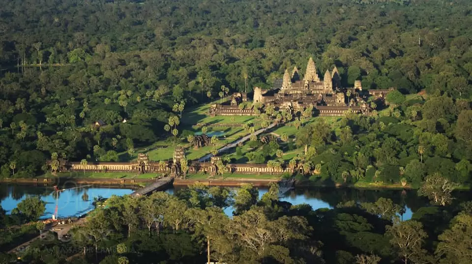 Magnificent overview of Angkor Wat from above. 